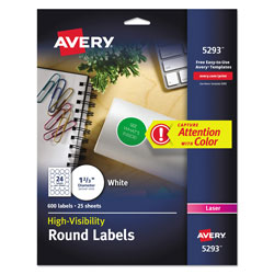 Avery Permanent Laser Print-to-the-Edge ID Labels w/SureFeed, 1 2/3 india, White, 600/PK