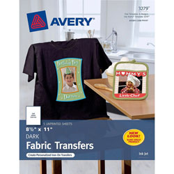Avery Personal Creations™ Ink Jet Dark T Shirt Transfers, 8 1/2"x11", 5 Sheets per Pack (AVE3279)
