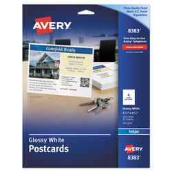 Avery Photo-Quality Glossy Postcards for Inkjet Printers, 4 1/4 x 5 1/2, White, 100/Pk