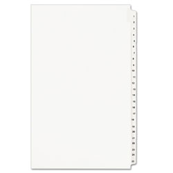 Avery Preprinted Legal Exhibit Side Tab Index Dividers, Avery Style, 25-Tab, 1 to 25, 14 x 8.5, White, 1 Set