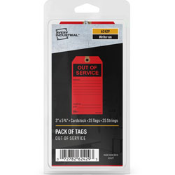 Avery Preprinted OUT OF SERVICE Red Service Tags - 5.75 in Length x 3 in Width - 25 / Pack - Card Stock - Red