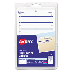 Avery Printable 4" x 6" - Permanent File Folder Labels, 0.69 x 3.44, White, 7/Sheet, 36 Sheets/Pack (AVE05200)