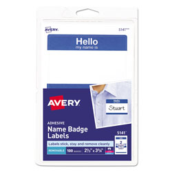 Avery Printable Adhesive Name Badges, 3.38 x 2.33, Blue  inHello in, 100/Pack