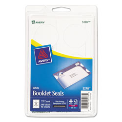 Avery Printable Mailing Seals, 1.5 in dia., White, 6/Sheet, 40 Sheets/Pack
