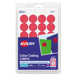 Avery Printable Self-Adhesive Removable Color-Coding Labels, 0.75 in dia., Red, 24/Sheet, 42 Sheets/Pack