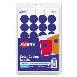 Avery Printable Self-Adhesive Removable Color-Coding Labels, 0.75 in dia., Dark Blue, 24/Sheet, 42 Sheets/Pack