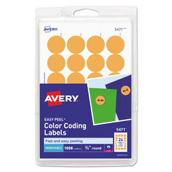 Avery Printable Self-Adhesive Removable Color-Coding Labels, 0.75 in dia., Neon Orange, 24/Sheet, 42 Sheets/Pack