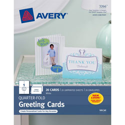 Avery Quarter Fold Card, 4 1/4 inx5 1/2 in, White, Pack of 20