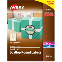 Avery Round Print-to-the-Edge Labels, 2 1/2 in Dia., Pearl Ivory, 72/Pack