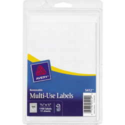 Avery Self Adhesive White Removable Labels, Rectangular, 5/16"x1/2", 1000 per Pack (AVE05412)