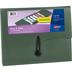 Avery Slide & View Letter Organizer Folder - 8 1/2 in x 11 in - 40 Sheet Capacity - 6 Pocket(s) - Plastic, Poly - Sage