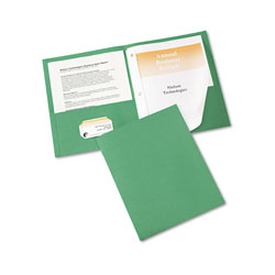 Avery Two-Pocket Folder, Prong Fastener, Letter, 1/2 in Capacity, Green, 25/Box
