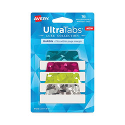 Avery Ultra Tabs Luxe Collection Repositionable Tabs, 1/5-Cut Tabs, Assorted Jewel Prism, 2.5 in Wide, 16/Pack