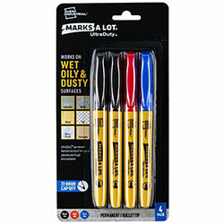 Avery UltraDuty Markers, Bullet Tip, 4 Assorted Markers (29848), Bold Marker Point, Black, Red, Blue, Polyester Tip, 4 Pack