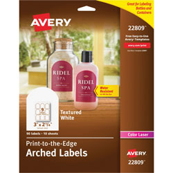 Avery Unique Shapes, Sizes and Textured Labels, Arch, 3 inx2 1/2 in, White, 90 per Pack