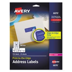 Avery Vibrant Laser Color-Print Labels w/ Sure Feed, 3/4 x 2 1/4, White, 750/PK