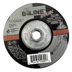 Bee Line Abrasives Flexible Depressed Center Wheel, 4-1/2 in dia, 1/8 in Thick, 5/8 in-11 Arbor, 46 Grit, Aluminum Oxide