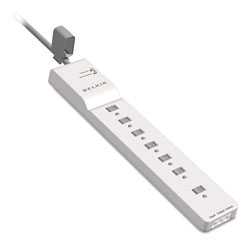 Belkin Home/Office Surge Protector, 7 Outlets, 6 ft Cord, 2320 Joules, White