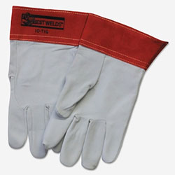 Best Welds 10-TIG Capeskin Welding Gloves, Large, White/Red