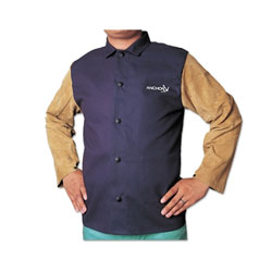 Best Welds Leather/FR Sateen Combo Jacket, X-Large, Blue/Tan