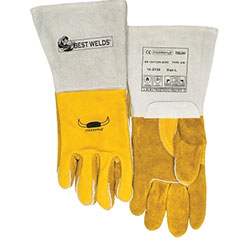 Best Welds Premium Welding Gloves, Grain Cowhide, Large, Gold
