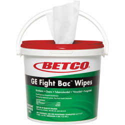 Betco GE Fight Bac Disinfectant Wipes, 5.50 in x 7 in Length,, White