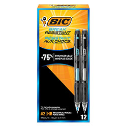 Bic Break-Resistant Mechanical Pencils with Erasers, 0.7 mm, HB (#2), Black Lead, Assorted Barrel Colors, Dozen