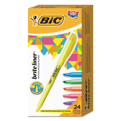 Bic Brite Liner Highlighter, Chisel Tip, Assorted Colors, 24/Set