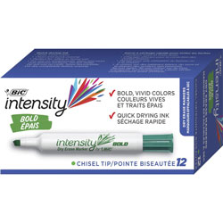 Bic Intensity Low Odor Dry Erase Marker, Broad Chisel Tip, Green, Dozen