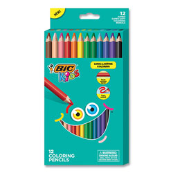Bic Kids Jumbo Coloring Pencils, 1 mm, HB2 (#2), Assorted Lead, Assorted Barrel Colors, 12/Pack