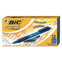 Bic Soft Feel Retractable Ballpoint Pen, Medium 1mm, Blue Ink/Barrel, Dozen (BICSCSM11BE)