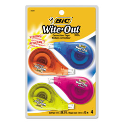 Bic Wite-Out EZ Correct Correction Tape, Non-Refillable, 1/6 in x 400 in, 4/Pack