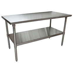 BK Resources Stainless Steel Flat Top Work Tables, 60w x 30d x 36h, Silver, 2/Pallet