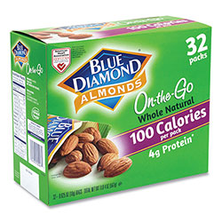 Blue Diamond® Whole Natural Almonds On-the-Go, 0.63 oz Pouch, 32 Pouches/Carton