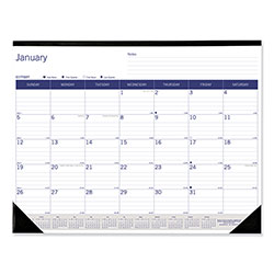Blueline DuraGlobe Monthly Desk Pad Calendar, 22 x 17, White/Blue/Gray Sheets, Black Binding/Corners, 12-Month (Jan to Dec): 2024