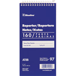 Blueline Reporters Note Pad, Medium/College Rule, Blue Cover, 80 White 4 x 8 Sheets
