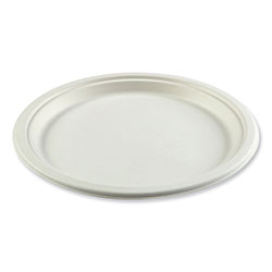 Boardwalk Bagasse PFAS-Free Dinnerware, Plate, 10 in dia, Tan, 500/Carton