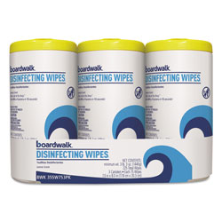 Boardwalk Disinfecting Wipes, 7 x 8, Lemon Scent, 75/Canister, 12 Canisters/Carton