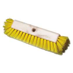 Boardwalk Dual-Surface Scrub Brush, Yellow Polypropylene Bristles, 10 in Brush, Plastic Handle