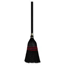 Boardwalk Flag Tipped Poly Lobby Brooms, Flag Tipped Poly Bristles, 38 in Overall Length, Natural/Black, 12/Carton