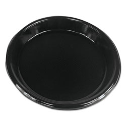 Boardwalk Hi-Impact Plastic Dinnerware, Plate, 10 in dia, Black, 125/Sleeve, 4 Sleeves/Carton