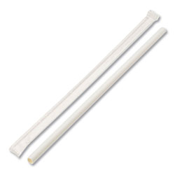 Boardwalk Individually Wrapped Paper Straws, 7.75 in x 0.25 in, White, 3,200/Carton