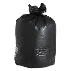 Boardwalk Recycled Low-Density Polyethylene Can Liners, 60 gal, 1.8 mil, 38 in x 58 in, Black, 10 Bags/Roll, 10 Rolls/Carton