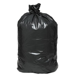 Boardwalk Recycled Low-Density Polyethylene Can Liners, 45 gal, 0.8 mil, 40 in x 48 in, Black, 10 Bags/Roll, 10 Rolls/Carton