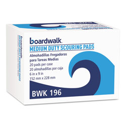 Boardwalk Medium Duty Scour Pad, 6 x 9, Green, 20/Carton