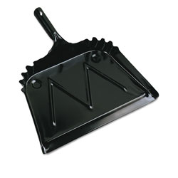 Boardwalk Metal Dust Pan, 12 x 14, 2 in Handle, 20-Gauge Steel, Black, 12/Carton