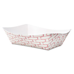 Boardwalk Paper Food Baskets, 3 lb Capacity, Red/White, 500/Carton