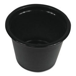 Boardwalk Souffle/Portion Cups, 1 oz, Polypropylene, Black, 20 Cups/Sleeve, 125 Sleeves/Carton