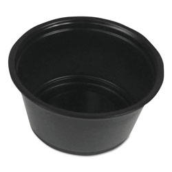 Boardwalk Souffle/Portion Cups, 2 oz, Polypropylene, Black, 125 Cups/Sleeve, 20 Sleeves/Carton