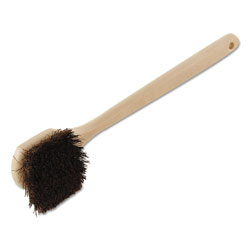 Boardwalk Utility Brush, Brown Palmyra Fiber Bristles, 5.5 in Brush, 14.5 in Tan Plastic Handle